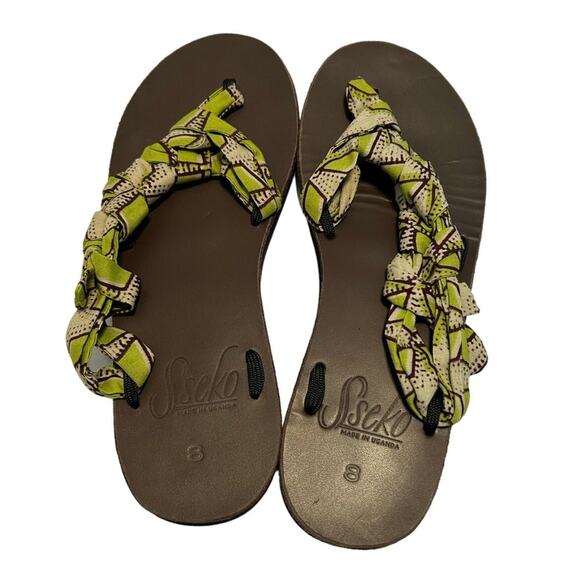Sseko side braided women's sandals size 8 green/brown hippie - Picture 2 of 10